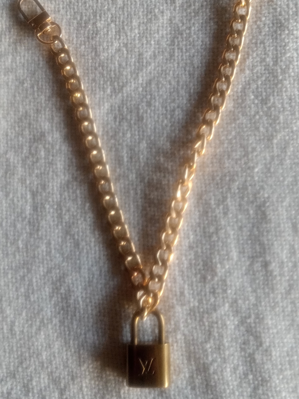 Louis Vuitton Gold-Tone Padlock Charm Chain